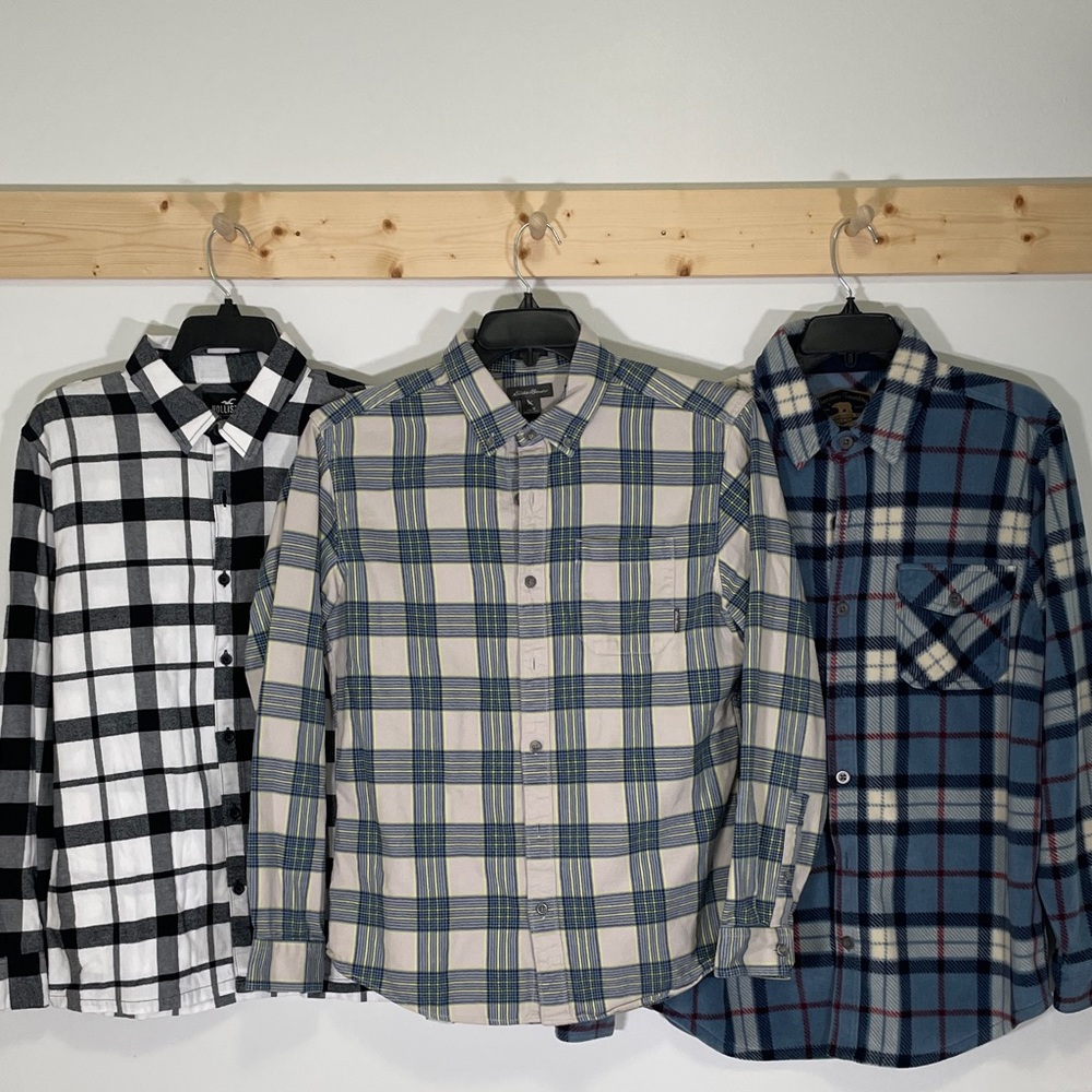 Eddie Bauer, Hollister, Freedom Foundry flannel button down shirts